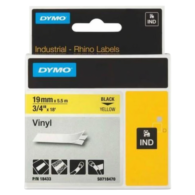 Dymo 18433 Rhino Pro EtiketiRenkli Vinil Etiket 19MMx5,5MT Sarı Üzerine Siyah