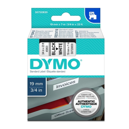 Dymo D1 720830 Yedek Şerit19MmX7Mt Beyaz-Siyah (45803)