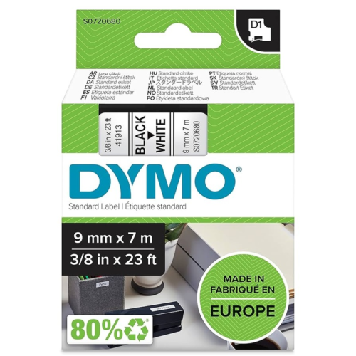 Dymo D1 720680 Yedek Şerit9MmX7Mt Beyaz-Siyah (40913)