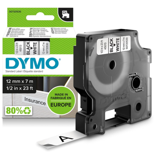Dymo D1 720500 Yedek Şerit12MmX7Mt Şeffaf Siyah (45010)