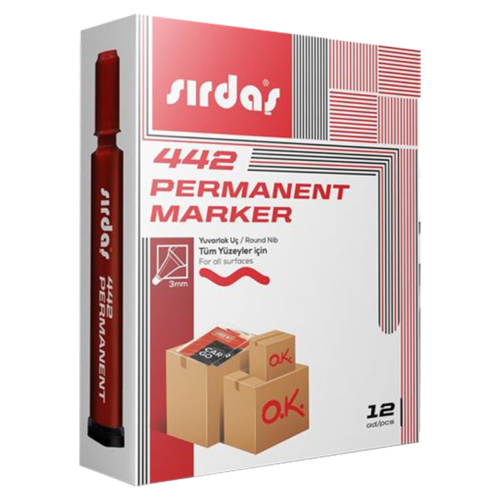 Sırdaş 442 Permanent MarkerYuvarlak Uç Kırmızı