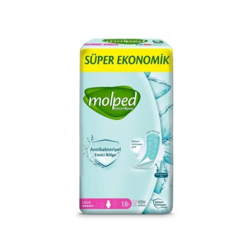 Molped Antibakteriyel SüperEkonomik Uzun Ped 18 li