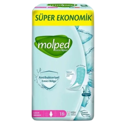 Molped Antibakteriyel SüperEkonomik Uzun Ped 18 li