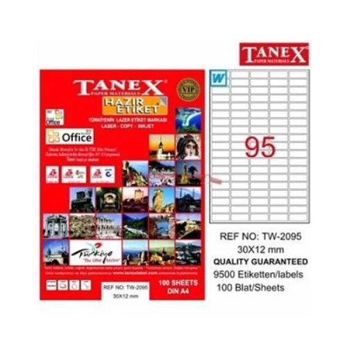 Tanex TW-2095 Düzkenar Etiket30X12Mm 100Sf Beyaz Tanex TW-2095 Düzkenar Etiket30X12Mm 100Sf Beyaz