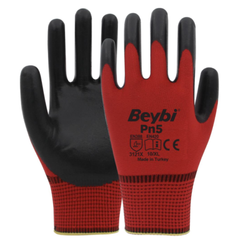 Beybi Pn5 Nitril İş EldiveniKırmızı - Siyah 10XL